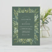 Invitation Mariage aux Feuilles d'Olive Foncé (Debout devant)