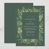 Invitation Mariage aux Feuilles d'Olive Foncé (Devant / Derrière)