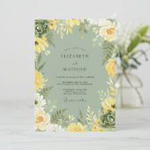 Invitation Mariage aux feuilles d'olive jaune (Debout devant)