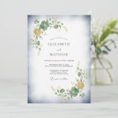 Invitation Mariage aux feuilles d'olive ocre (Debout devant)