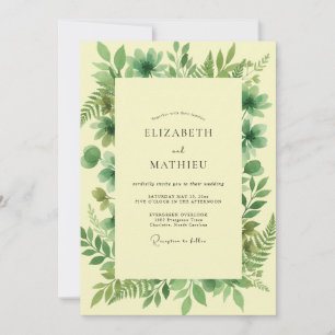Invitation Mariage aux Feuilles Jaune Pâle