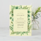 Invitation Mariage aux Feuilles Jaune Pâle (Debout devant)