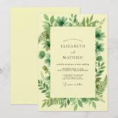 Invitation Mariage aux Feuilles Jaune Pâle (Devant / Derrière)