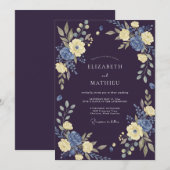 Invitation Mariage aux Feuilles Jaunes de Prunier Profond (Devant / Derrière)