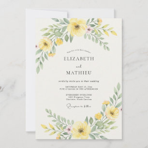Invitation Mariage aux Feuilles Jaunes Tendres