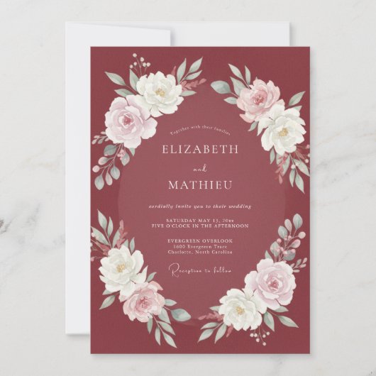 Invitation Mariage aux Feuilles Marron (Devant)