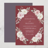 Invitation Mariage aux Feuilles Marron (Devant / Derrière)