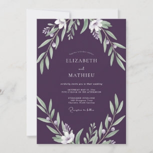 Invitation Mariage aux Feuilles Pourpres Maussades