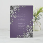 Invitation Mariage aux Feuilles Profondes Violettes (Debout devant)