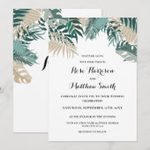 Invitation Mariage aux feuilles tropicales (Devant / Derrière)
