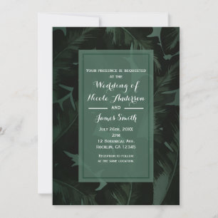 Invitation Mariage aux feuilles tropicales chic vert et noir