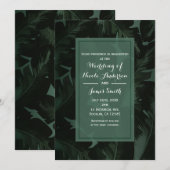 Invitation Mariage aux feuilles tropicales Green & Black Chic (Devant / Derrière)