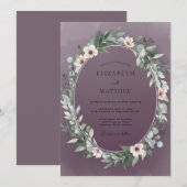 Invitation Mariage aux Feuilles Violettes Dépoussiérées (Devant / Derrière)