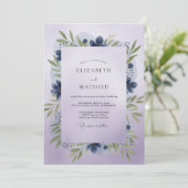 Invitation Mariage aux Feuilles Violettes Indigo (Debout devant)
