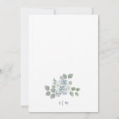 Invitation Mariage aux fleurs bleues monogrammées (Dos)