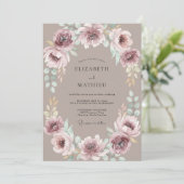 Invitation Mariage aux Fleurs Botaniques Mauves (Debout devant)
