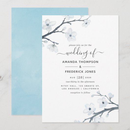 Invitation Mariage aux fleurs de cerisier (Devant / Derrière)