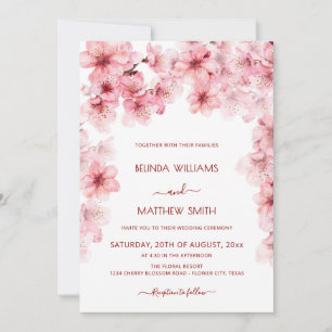 Invitation Mariage aux fleurs de cerisier aquarelles