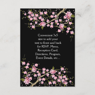 Invitation Mariage aux fleurs de cerisier japonais Black Pink