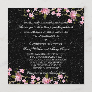 Invitation Mariage aux fleurs de cerisier japonais rose