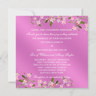 Invitation Mariage aux fleurs de cerisier japonais rose