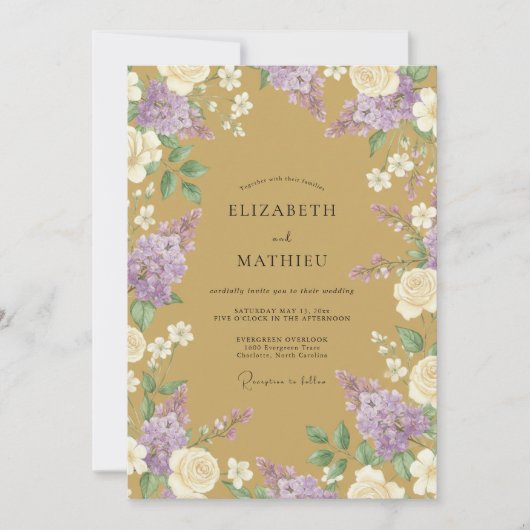 Invitation Mariage aux Fleurs de Lilas (Devant)