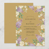 Invitation Mariage aux Fleurs de Lilas (Devant / Derrière)