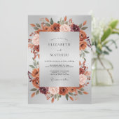 Invitation Mariage aux Fleurs de Terracotta Rose (Debout devant)
