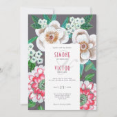 Invitation Mariage aux fleurs peintes modernes (Devant)