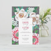 Invitation Mariage aux fleurs peintes modernes (Debout devant)