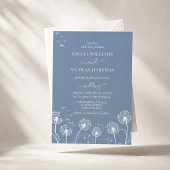 Invitation Mariage aux fleurs sauvages Bleu poussiéreux et Bl