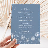 Invitation Mariage aux fleurs sauvages Bleu poussiéreux et Bl