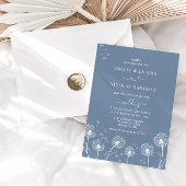 Invitation Mariage aux fleurs sauvages Bleu poussiéreux et Bl