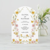 Invitation Mariage aux Fleurs Sauvages | Code QR de Jardin de (Debout devant)