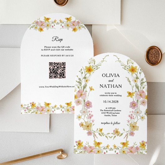 Invitation Mariage aux Fleurs Sauvages | Code QR de Jardin de