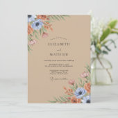 Invitation Mariage aux fleurs sauvages d'argile (Debout devant)