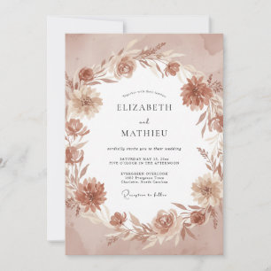 Invitation Mariage aux fleurs sauvages de cuivre