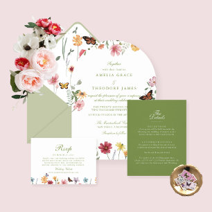 Invitation Mariage aux fleurs sauvages en arche