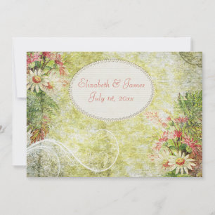 Invitation Mariage aux fleurs sauvages et pâquerettes Shabby