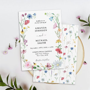 Invitation Mariage aux Fleurs Sauvages Floral Rustique