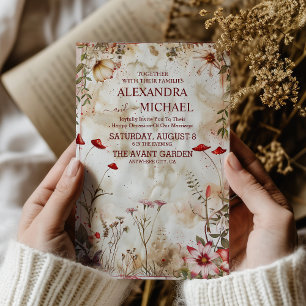 Invitation Mariage aux Fleurs Sauvages Floral Rustique