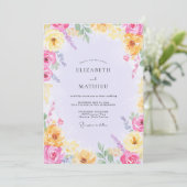 Invitation Mariage aux fleurs sauvages jaune fuchsia (Debout devant)