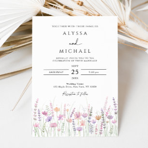 Invitation Mariage aux fleurs sauvages pastel doux