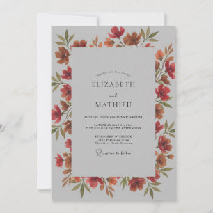 Invitation Mariage aux fleurs sauvages peintes sur terracotta