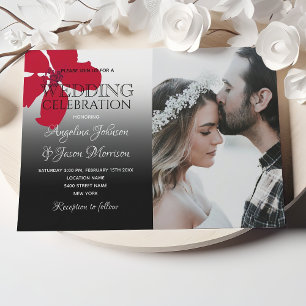 Invitation Mariage aux fleurs sauvages rouges et noires