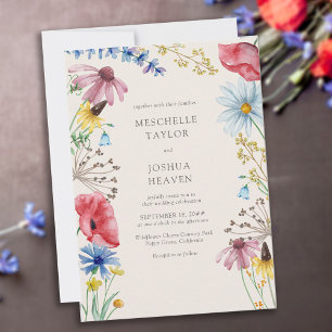 Invitation Mariage aux fleurs sauvages rustique floral countr