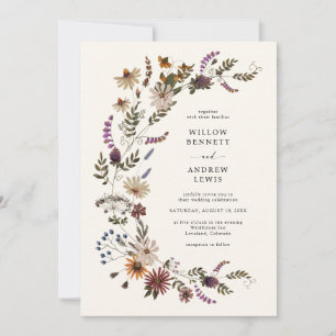 Invitation Mariage aux fleurs sauvages rustiques