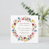 Invitation Mariage aux fleurs sauvages rustiques Enregistrer  (Debout devant)