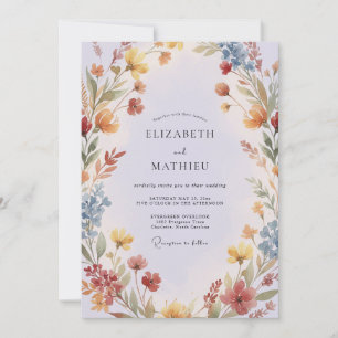 Invitation Mariage aux fleurs sauvages Terracotta et Moutarde