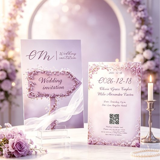 Invitation Mariage aux fleurs violettes douces